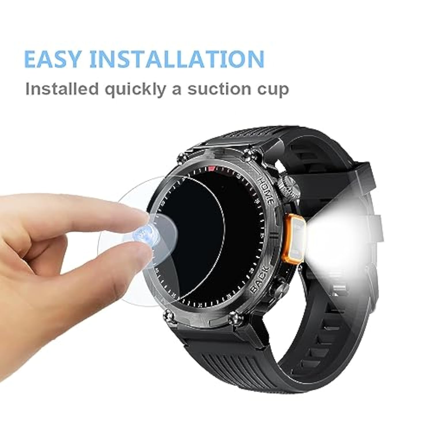 Screen Protector Compatible For Eigiis Ke3 Smart Watch 1.45" (3 Pack) Tempered Glass Film Compatible For Lanikar, Jelloo Ke5 Smartwatch For Men With Led Flashligh