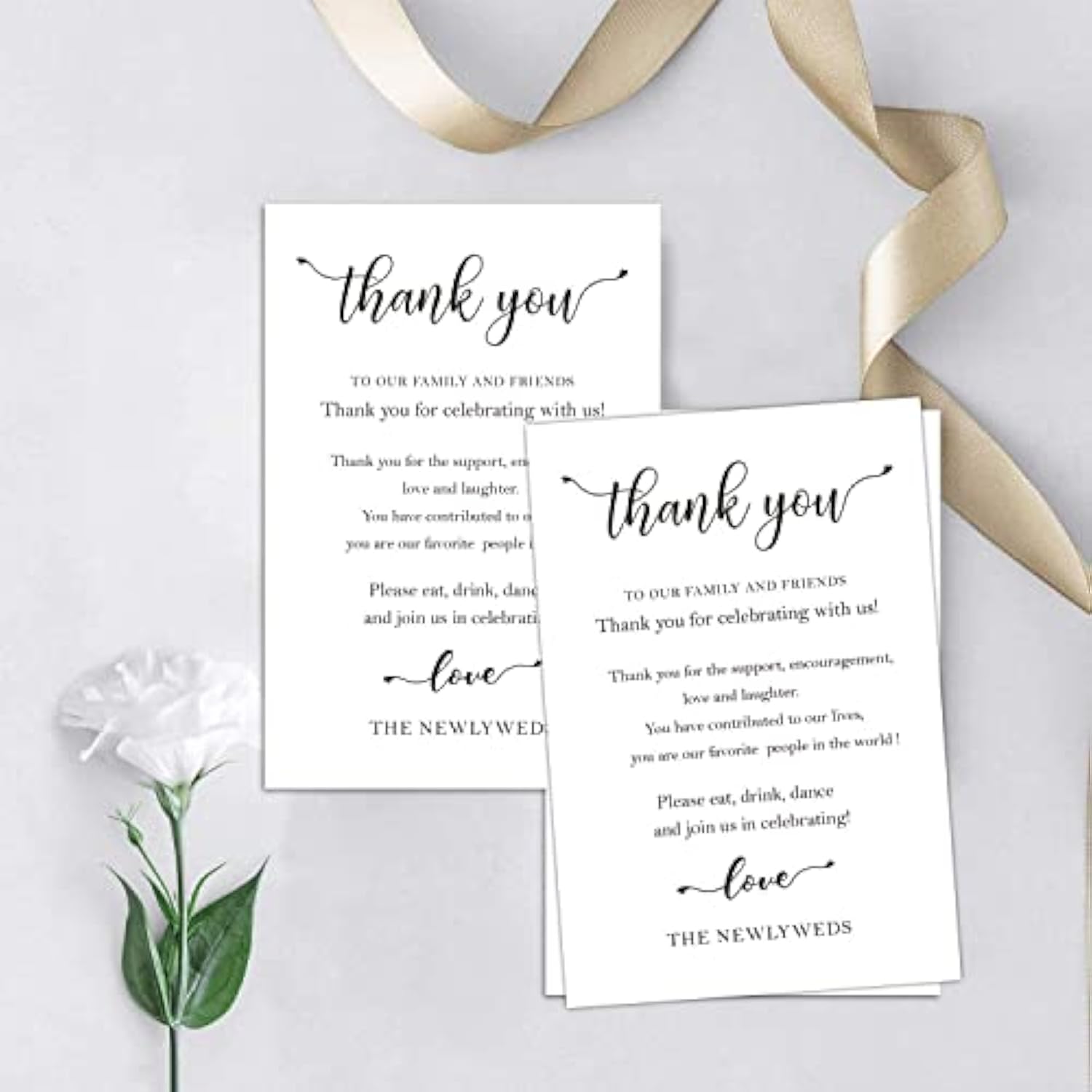 Wedding Thank You Place Setting Cards, 50 Pieces, 4 X 6 In, Table Centerpieces And Decorations, Favors For Guests