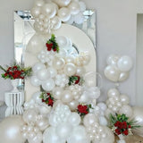 120pcs White Balloon Garland Kit – Pearl & Double Stuffed Balloons for Bridal and Party Decor