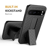 Pixel 9 Pro XL 6.8" Holster Case, Belt Clip, Kickstand, Rugged Protection - Black