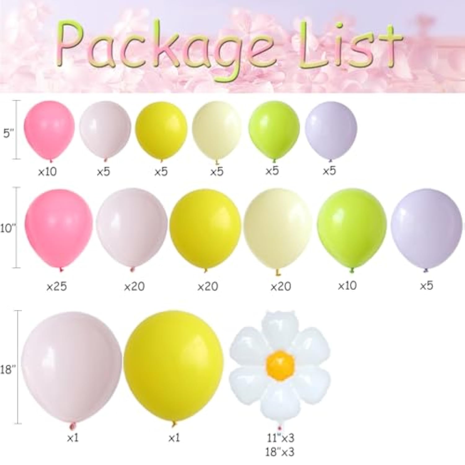 Daisy Balloon Arch Kit 143Pcs Yellow Pink Green Purple Pastel Balloon Garland With Daisy Foil Balloons For Spring Floral Groovy Easter Tea Party Birthday Decorations