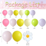 Daisy Balloon Arch Kit 143Pcs Yellow Pink Green Purple Pastel Balloon Garland With Daisy Foil Balloons For Spring Floral Groovy Easter Tea Party Birthday Decorations