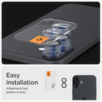 Spigen Camera Lens Screen Protector [GlasTR EZ Fit Optik Pro] Designed for iPhone 16 Plus/iPhone 16 [Case Friendly] - Black [2 Pack]