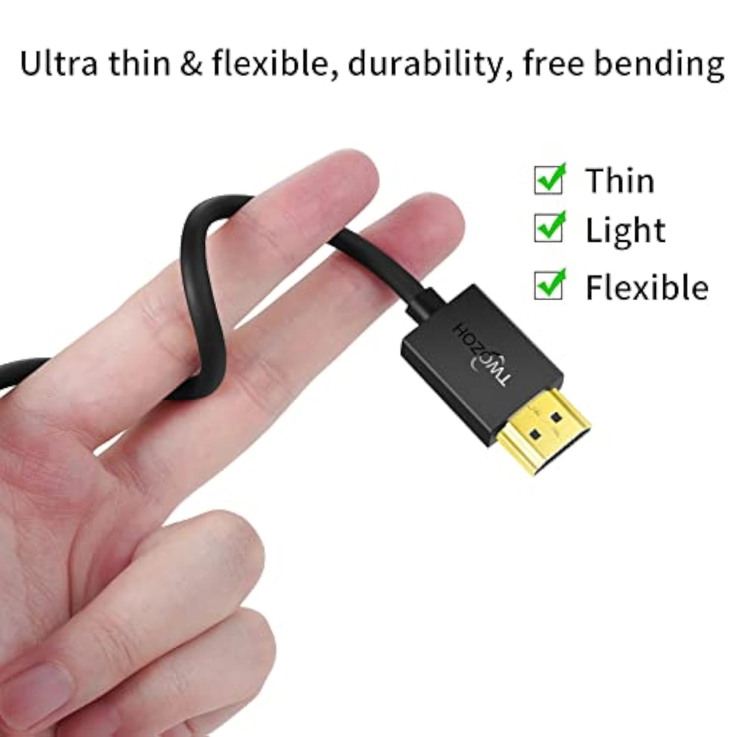 Slim Hdmi Cable 1Ft 2 Pack, Ultra Thin & Extreme Flexible Hdmi To Hdmi Cord Su