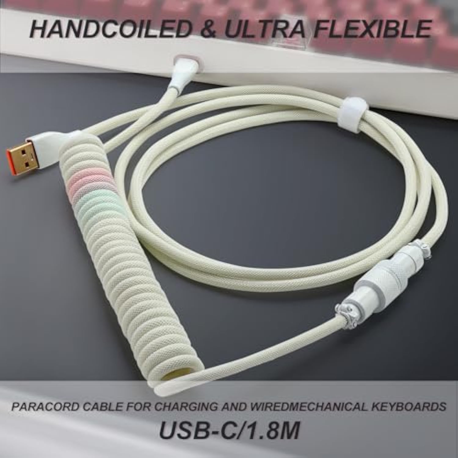 Coiled Keyboard Cable,Custom Coiled Type-C To Usb A Cable,Double-Sleeved Wire