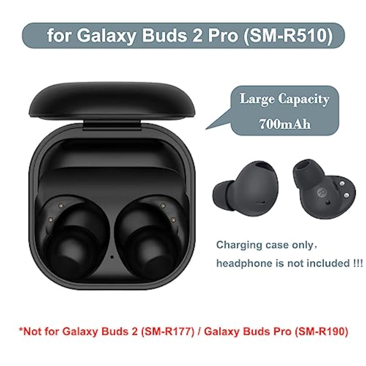Charging Case For Galaxy Buds Pro 2 Sm-R510 (Not For Galaxy Buds 2 Sm-R177), Replacment Charger Case With Usb C Cable For Samsung Earbuds