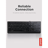 Lenovo 300 USB Keyboard, Wired, Adjustable Tilt, Ergonomic, Windows 7/8/10, GX30M39655, Black