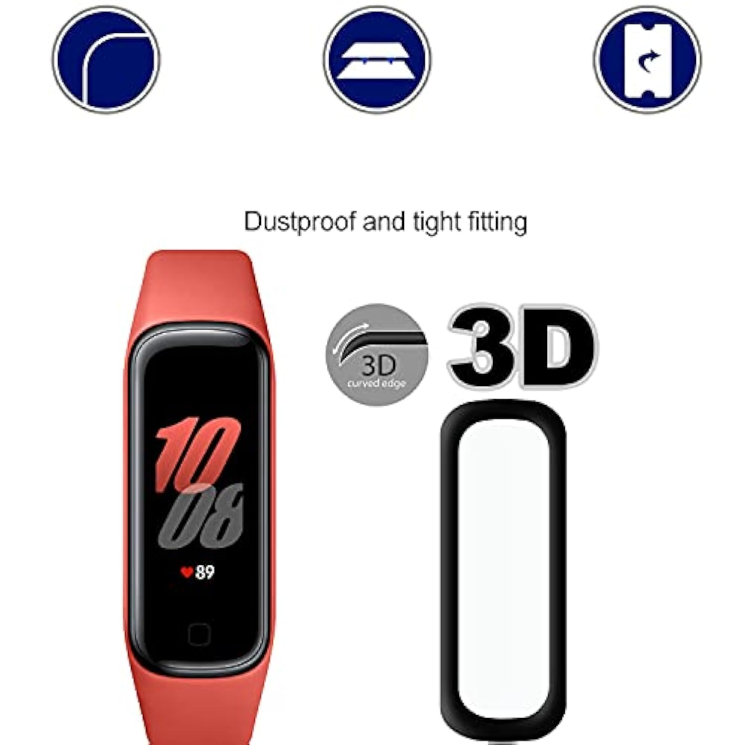 Screen Protector For Samsung Galaxy Fit 2, Easy To Install [3 Pack] 3D Curved Edge Anti-Scratch Hd Ultra Shatterproof Flexible Protector Compatible With Samsung Galaxy Fit 2