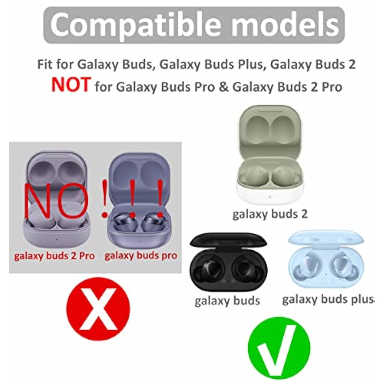 6 Pairs Silicone Galaxy Buds 2 Ear Tips Earbuds, S/M/L 3 Size Soft Rubber Flexible Eartips Buds Wing Tips Fit In Case Compatible With Samsung Galaxy Buds 2 / Galaxy Buds Plus - Black