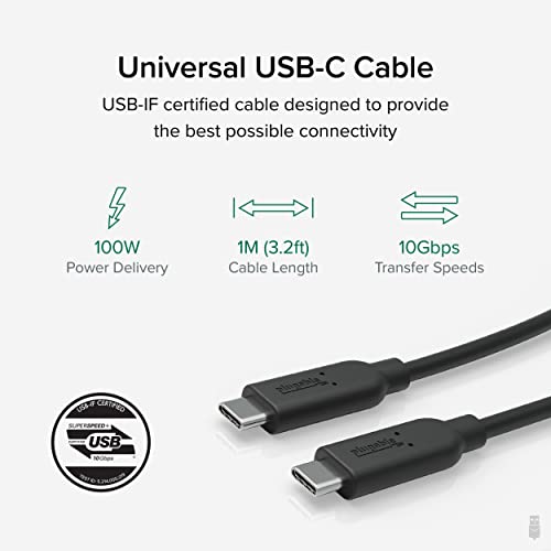 10Gbps USB C to USB C Cable, 3.3 feet (1 Meter), 5A, USB-IF Certified, USB 3.1 Gen 2 Type-C - Driverless (Pack of 5)