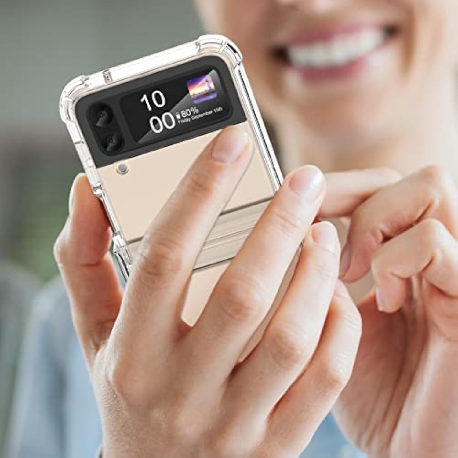 Designed For Galaxy Z Flip 4 Case With Hinge Protection For Samsung Flip 4 Full Cover Shockproof Slim Phone Protection Case Clear For Z Flip 4 5G(2023)-Clear