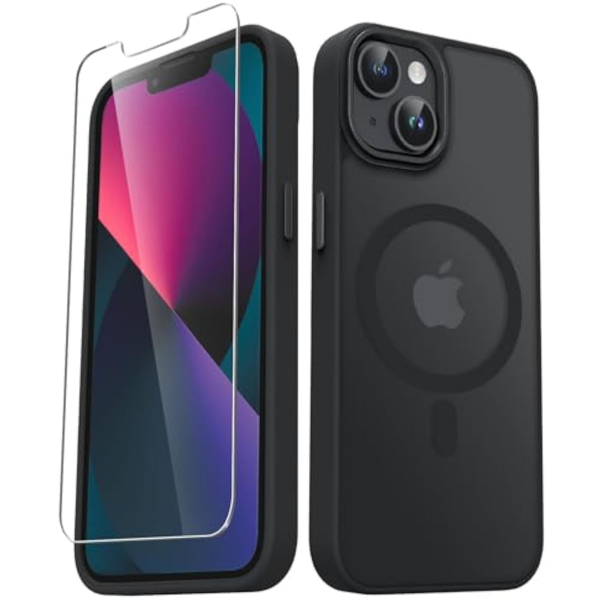 iPhone 14 Plus Matte Magnetic Case with Screen Protector Magsafe Black