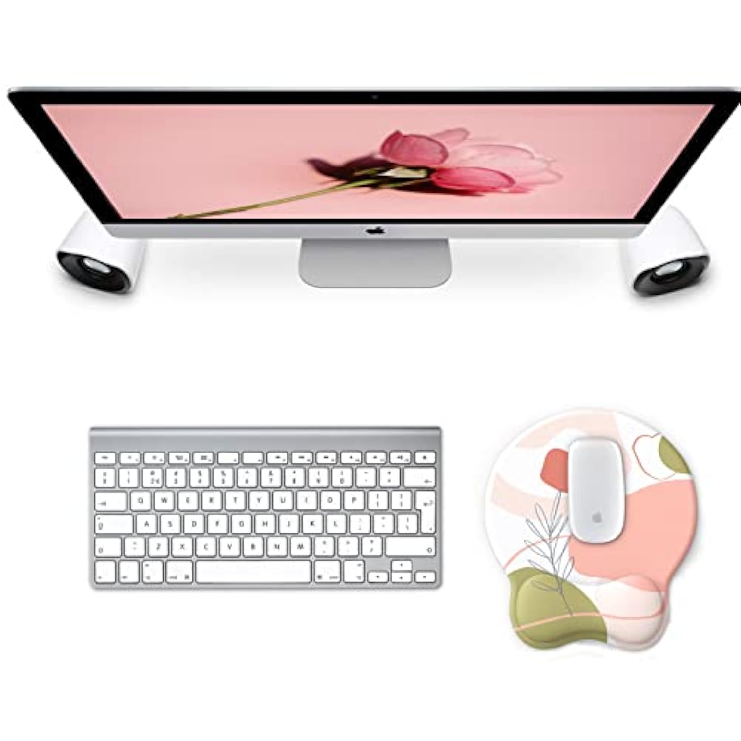 Mouse Pad With Wrist Rest, Comfortable Computer Mousepad With Gel Wrist Support Smooth And Non-Slip Pu Base For Pain Relief, Laptop, Office & Home (Rose)