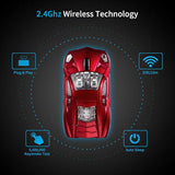 Sports Car Shaped Computer Mouse [Updated] With Led Headlights, 1600 Dpi Optical Sensor 2.4 Ghz Wireless Mouse For Pc & Mac, Red