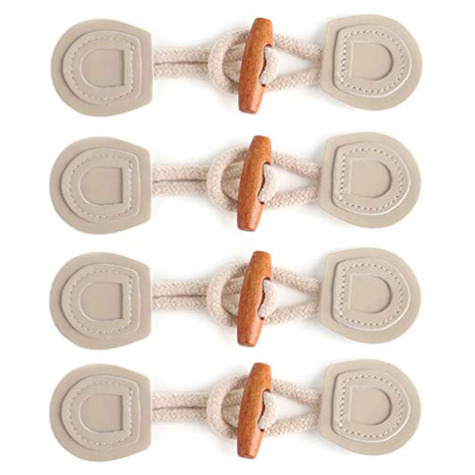 4 Sets Sew-On Toggle With Wooden Horn Button For Coat Jackets Shawl Di