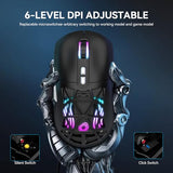 Wireless Gaming Mouse,Rechargeable Rgb Programmable Macro Mouse,10000 Dpi,Tri-Mode 2.4Ghz/Bt 5.0 With Wired,3.7V 500Mah Built-In Battery For Laptop Desktop Pc Macbook Chromebook - Black