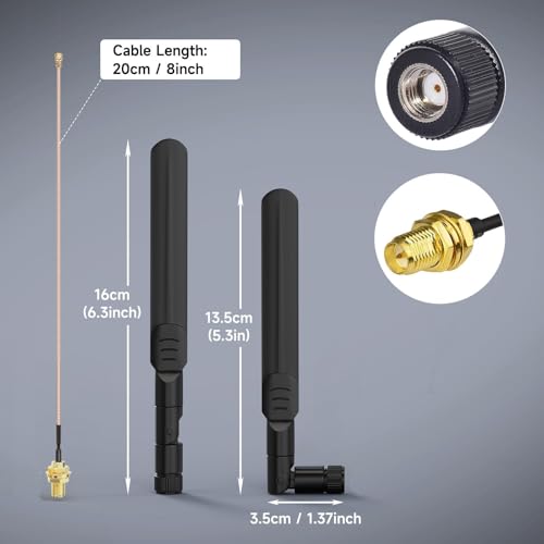 Dual Band Wifi 2.4Ghz 5Ghz 5.8Ghz 8Dbi Rp-Sma Male Antenna 20Cm 8 Inch Rg178 Cable 4-Pack For Wifi Router Wireless Mini Pci Express Pcie Network Card Adapter