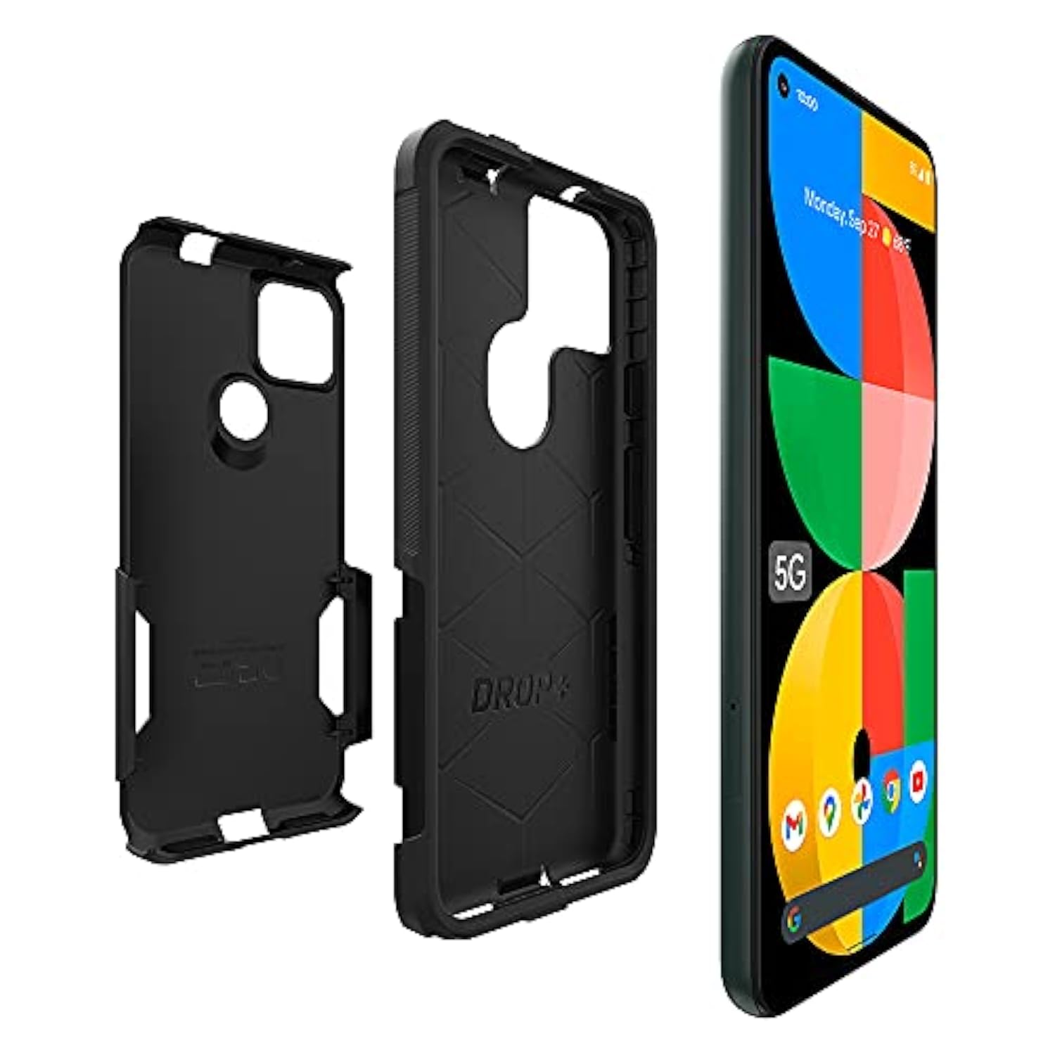 OtterBox Pixel 5a Commuter Series Case - Black, Slim & Tough, Pocket-Friendly, with Port Protection
