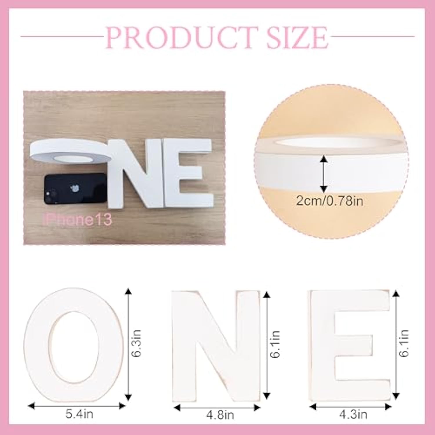 Wooden One Letter Sign For 1St Birthday - Wooden One Table Centerpieces, 1St Birthday Decorations, One Standing Letters For 1St Birthday, First Birthday Photo Shoot Prop