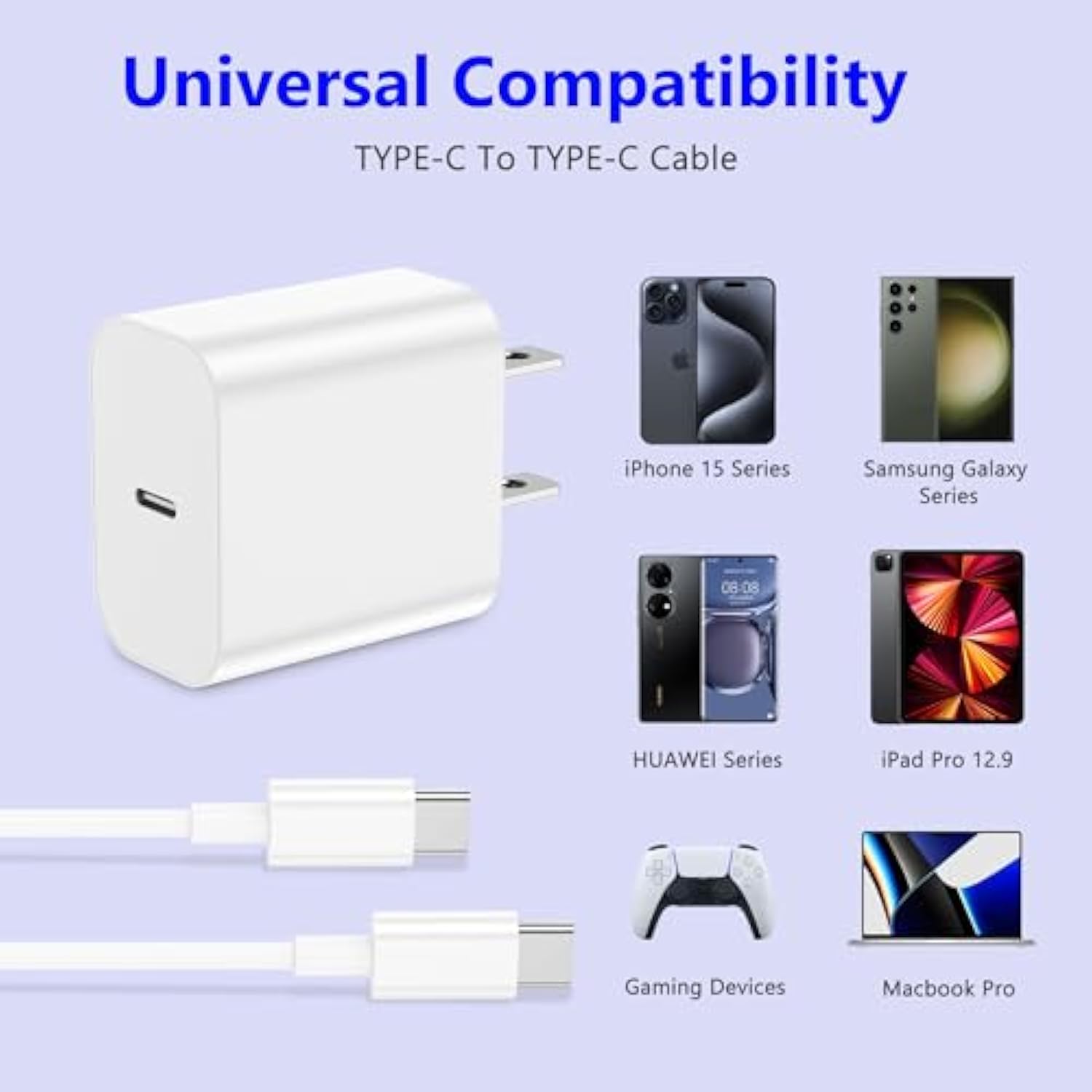 Iphone 17 16 Charger Fast Charging,20W 2Pack Usb-C Wall Charger Block With 10Ft&6Ft Type C To Usb C Cable Compatible For Iphone 17/16/16 Pro/16 Pro Max/16 Plus/15/15 Plus/15 Pro/15 Pro Max