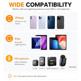 U Shape Microphone Lighting OTG Adapter Converter Compatible with DJI Mic 3 Mic 2 and DJI Mic mini and Other Wireless Microphones for iOS Phone 14 13