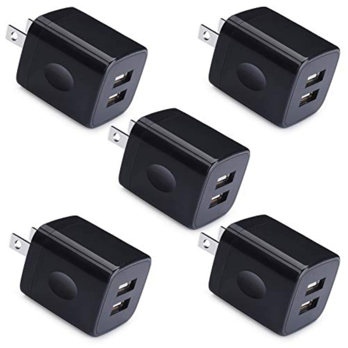 Charger Box, Charging Cube 5 Pack, Dual Usb Wall Charger 5V 2A Power Adapter Charging Block Brick Outlet Plug For Iphone 15 14 13 12 11, Ipad, Samsung Galaxy S25 S24 S23 Fe A53 A15 A13 S22 S21 Fe S20