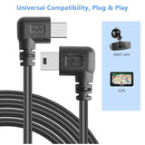 11.5ft Mini USB 90° Right Angle Power Cable USB 2.0 A to Mini-B for Dash Cam