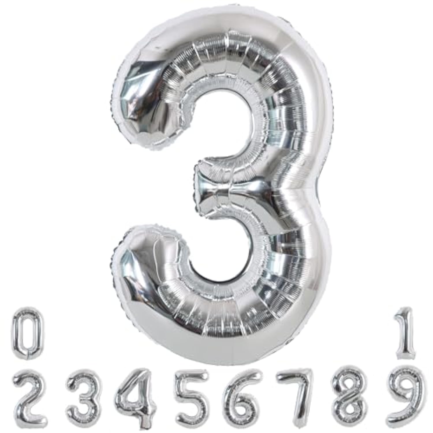 40-Inch Silver Number Balloons 0–9 Foil Helium Birthday Party Decorations