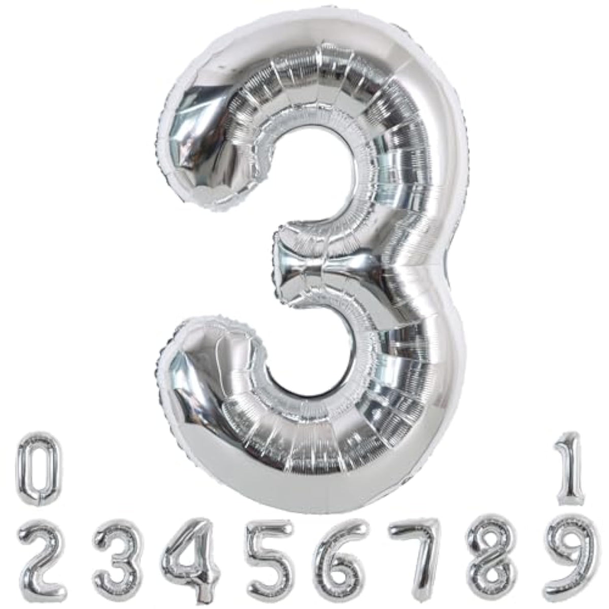 40-Inch Silver Number Balloons 0–9 Foil Helium Birthday Party Decorations