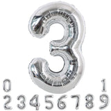 40-Inch Silver Number Balloons 0–9 Foil Helium Birthday Party Decorations