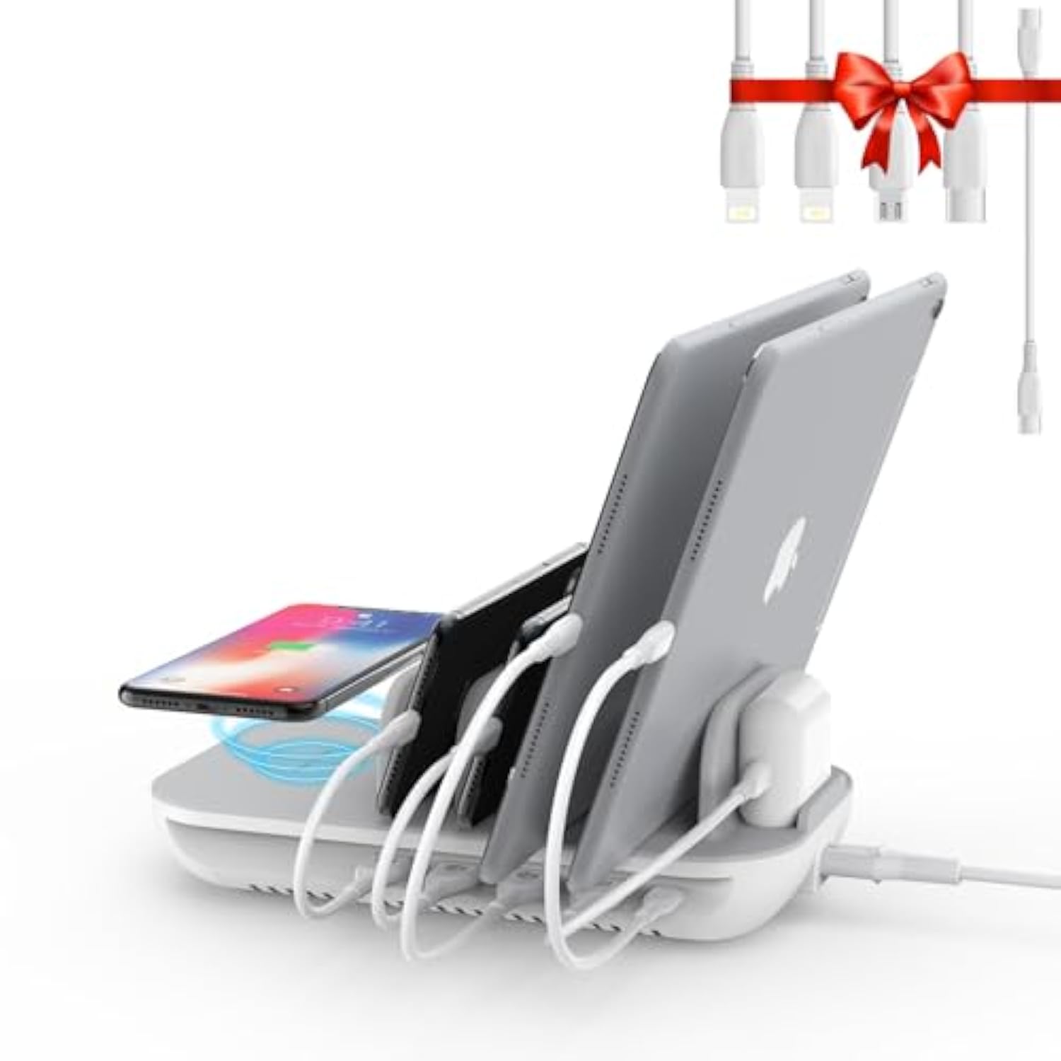 70W Charging Station For Multiple Devices,5 Port Charging Dock With 15W Wireless Charger, 25W Usb C Pd/Pps Fast Charging For Galaxy,Lpad,Lphone 15/14/13/Xs/Max