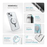 Speck Clear iPhone 15 Case - Slim, Built for MagSafe, Drop Protection - for iPhone 15, iPhone 14 & iPhone 13 - Scratch Resistant, Anti-Yellowing, 6.1 Inch Phone Case - GemShell Clear/Chrome