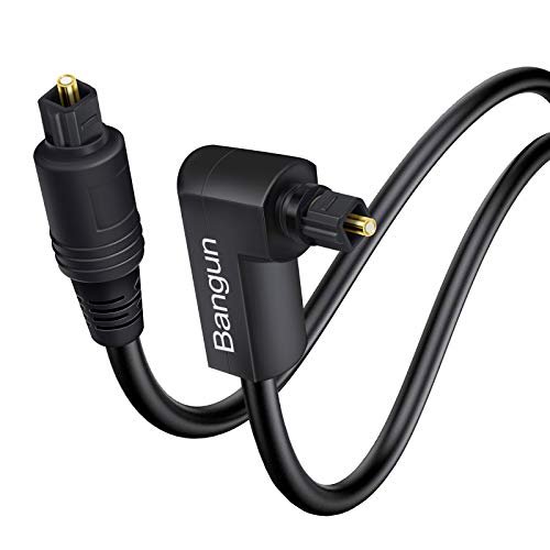 90 Degree Optical Audio Cable, Slim Digital SPDIF Audio Optical Cable, 360 Degree Right Angle Fiber Optic Toslink Cable for Sound Bar, TV, PS4, Xbox,