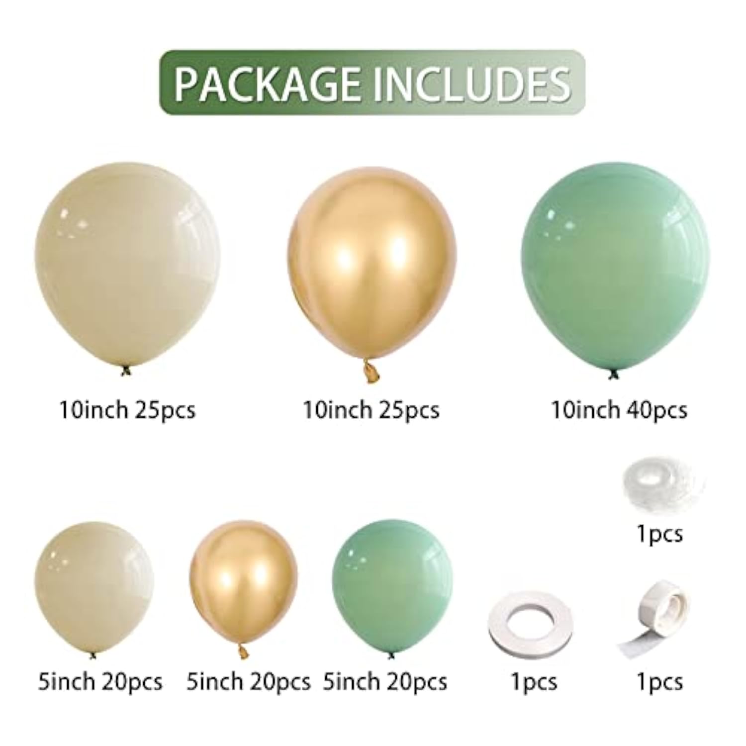 Sage Green Balloon Garland Arch Kit With Sand White Chrome Metallic Go