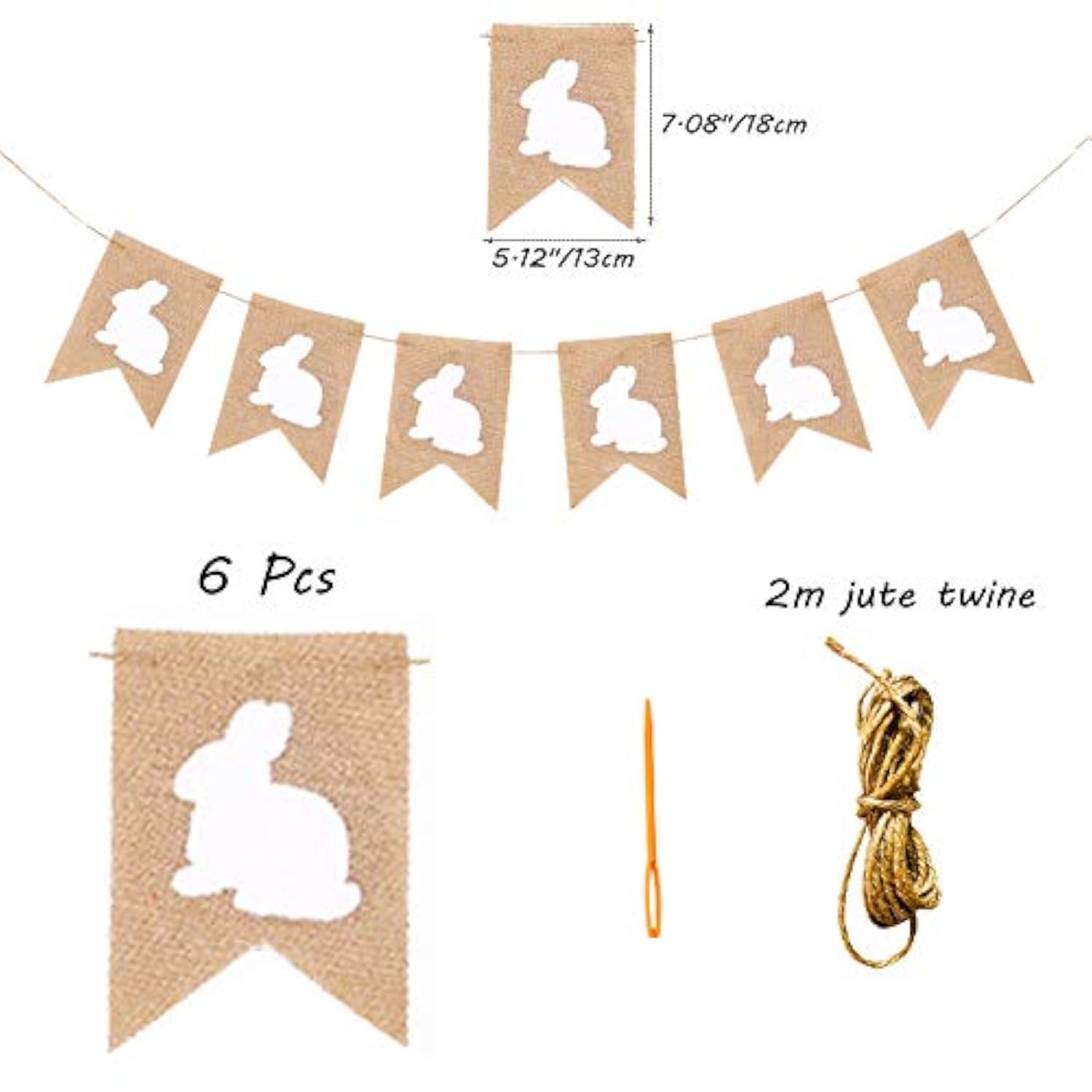 Easter Burlap Banners Decoartions, Rustic Rabbit Bunny Burlap Garland Banners For Easter Day Decorations Happy Easters Day Home Office School Party Supply