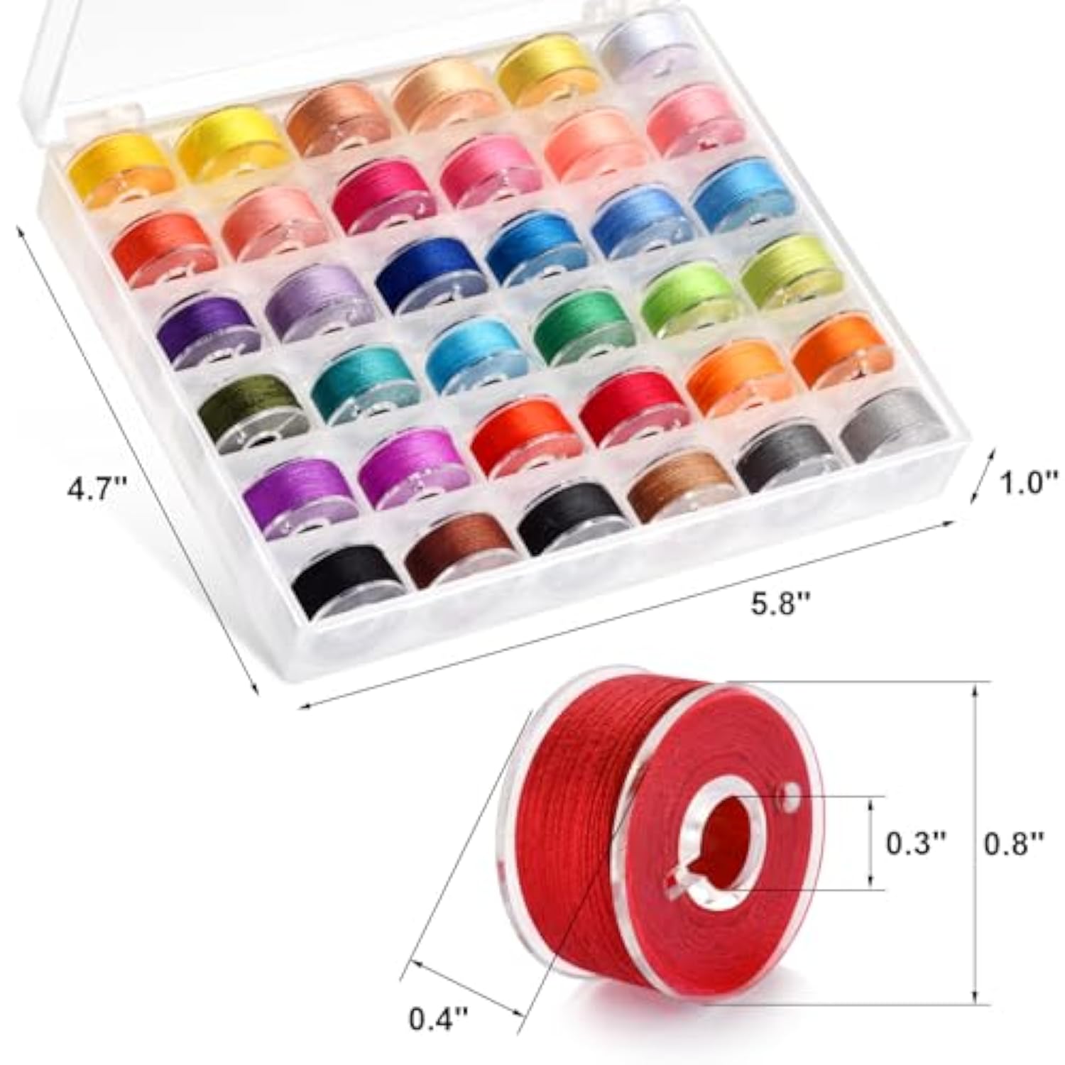72pcs Sewing Thread Kit, 36 Colors, 400 Yards Polyester Thread for Machines