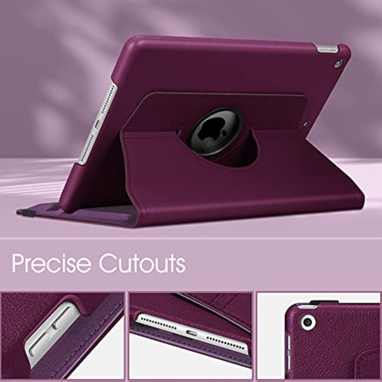 Fintie Rotating Case For 9Th Generation (2021) / 8Th Generation (2020) / 7Th Gen (2019) 10.2 Inch - 360 Degree Rotating Stand Cover With Pencil Holder, Auto Wake Sleep, Purple