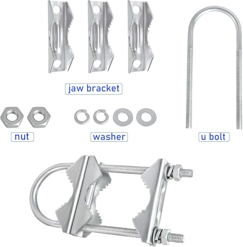 Double Antenna Mast Clamp - 2 PCS Antenna Pole Mount Bracket V Jaw Block with U Bolts,Heavy Duty Mast Mount Bracket Kit