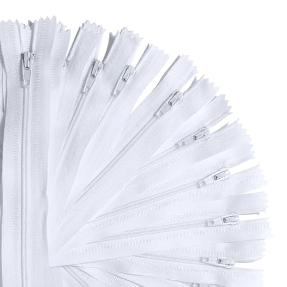15 Inch Nylon Zipper For Sewing Crafts | 20 Zippers / Pack (White)