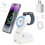 Wireless Charging Station For Apple,Magnetic Compatible Wireless Charger Stand,3 In 1 Wireless Charger Stand Dock Watch And Phone Charger Station For Iphone 15, Airpods, Apple Watch 9