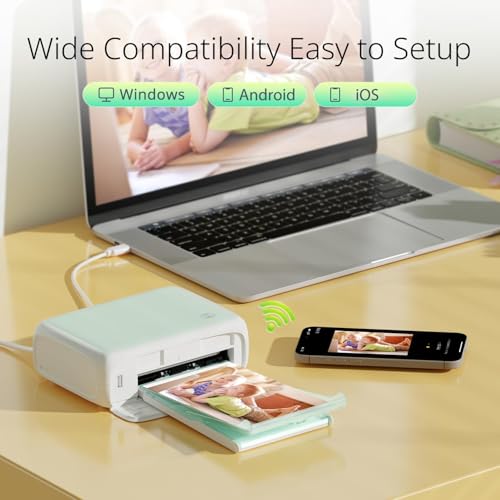 Photo Printer, Picture Printer With 54 Sheets (4"X6") & 1 Ink Ribbon, Support Ar Video Printing, Wi-Fi Connection, Portable Photo Printer For Iphone/Android/Laptop