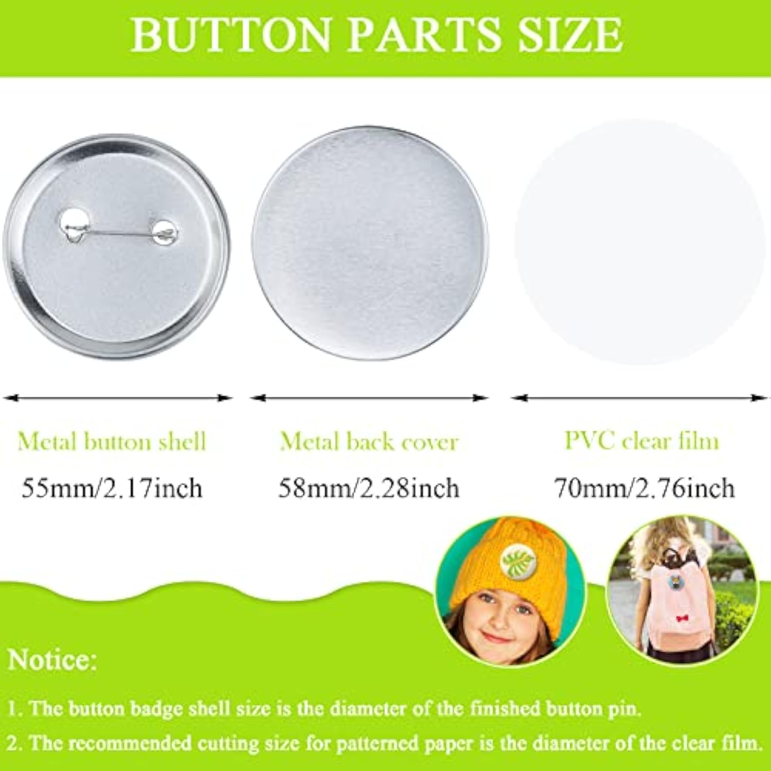 150Pcs 58Mm/2.28Inch Blank Button Supplies Badge Parts Metal Button Ba