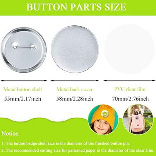 150Pcs 58Mm/2.28Inch Blank Button Supplies Badge Parts Metal Button Ba
