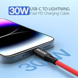 3Ft Coiled Short Usb-C To Lightning Charging Cable [Mfi Certified] 30W Pd Fast Charger Cord In Car For Iphone 14/13/12/11/Xs/8/7/6/5 Carplay, Ipad, Ipod, Red