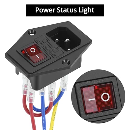 Rocker Switch Power Socket, 2 Pack 15A 250V Rocker Switch On/Off Power Socket Inlet Module For 3D Printers Computers