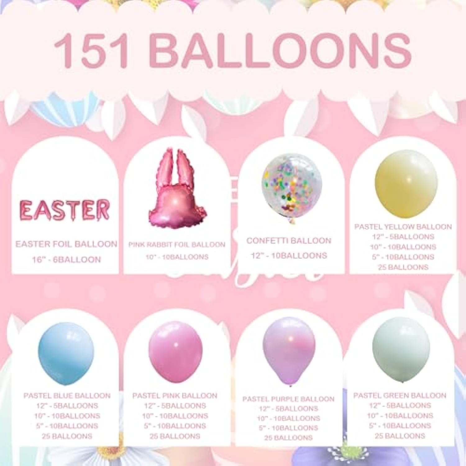 151Pcs Easter Balloon Arch Kit, Pastel Bunny Balloon Garland Easter Decorations For Party Birthday
