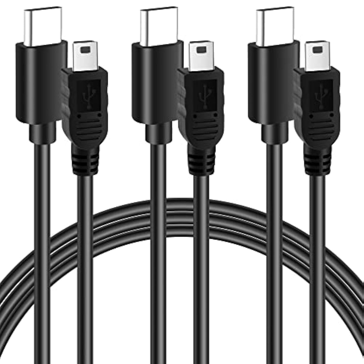 Usb C To Mini Usb Cable 2 Feet (3 Pack), Usb C To Mini 5-Pin Charging & Sync Data Cord, Compatible With Texas Instruments Calculators, Ps3 Controller, Digital Camera, Mp3 Player And More
