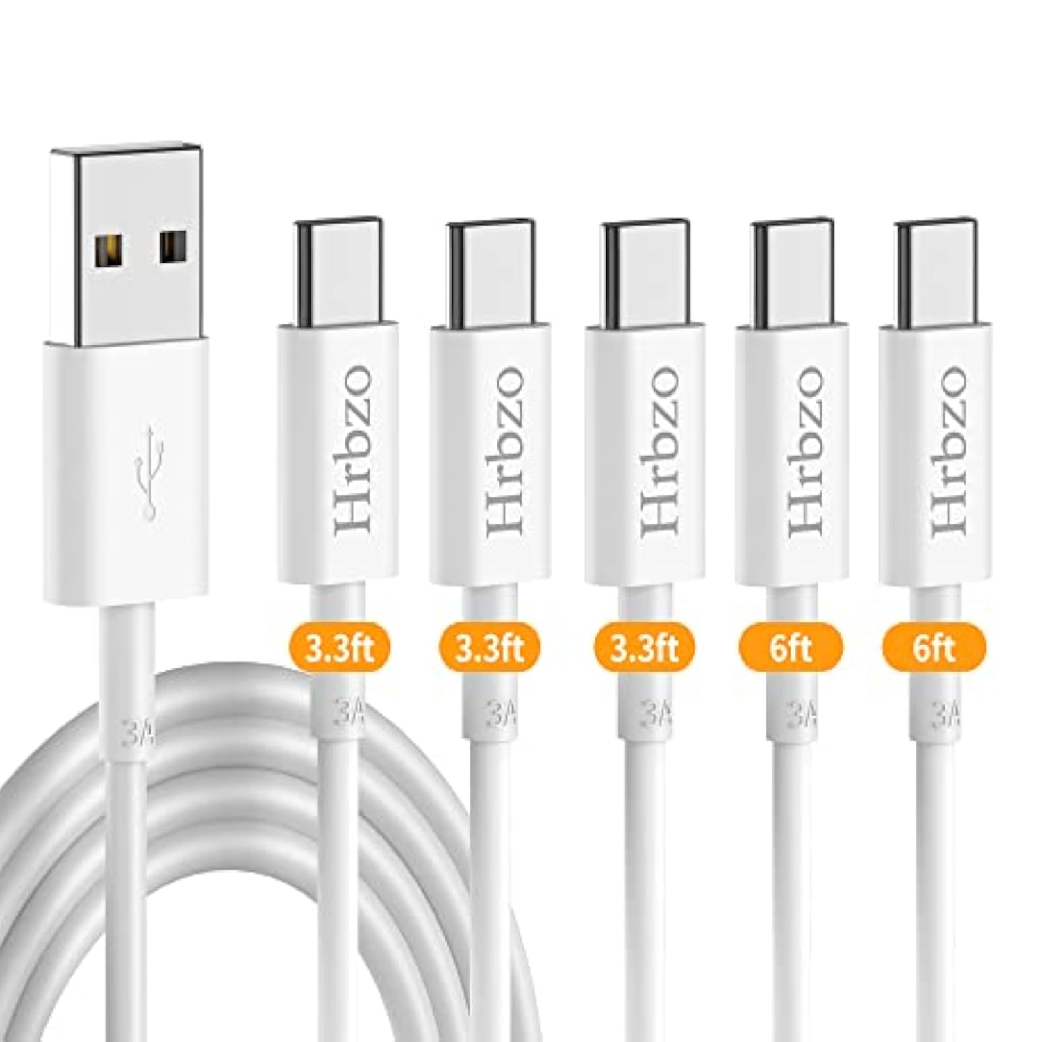 Usb C Cable (5Pack 3.3+3.3+3.3+6+6Ft), Type C Cable Fast Charging Cable Usb-C