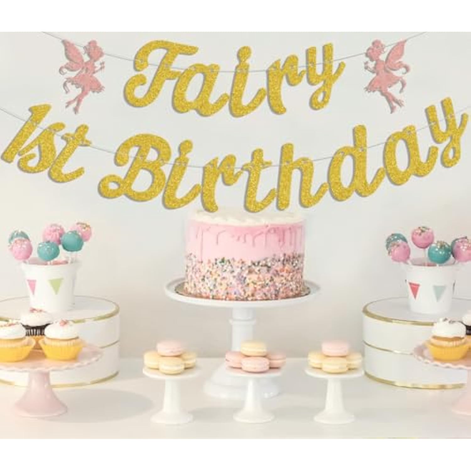 Fairy 1st Birthday Banner Girl First Birthday Flower Party Decorations
