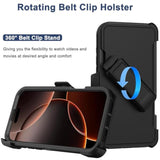 For Iphone 16 Pro Phone Case,Military Grade Drop Protection Cell Phone Cover With Belt Clip Holster Stand,Screen Protector X2 Rugged Shockproof Kickstand For Iphone 16 Pro Case 6.3” (Black)